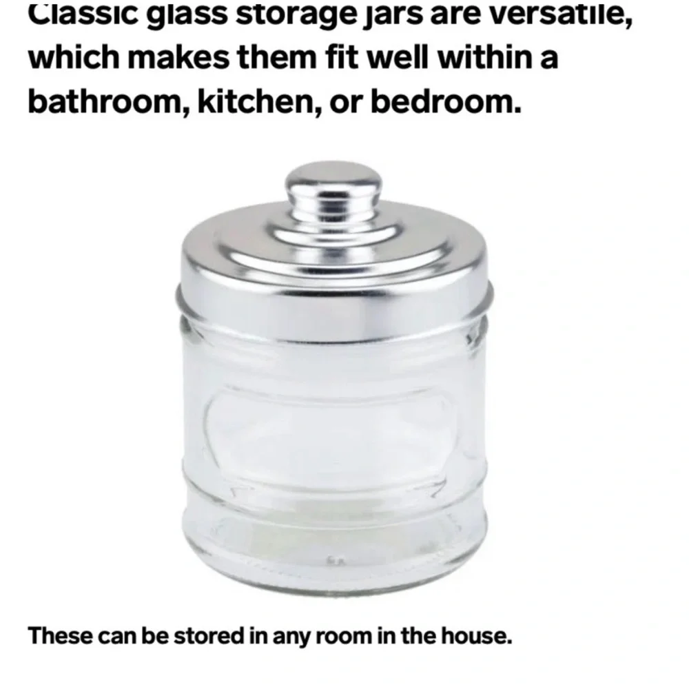 Apothecary Jar Set - Rustic Farmhouse Jar W/Metal Lids 3pcs Set ~New~